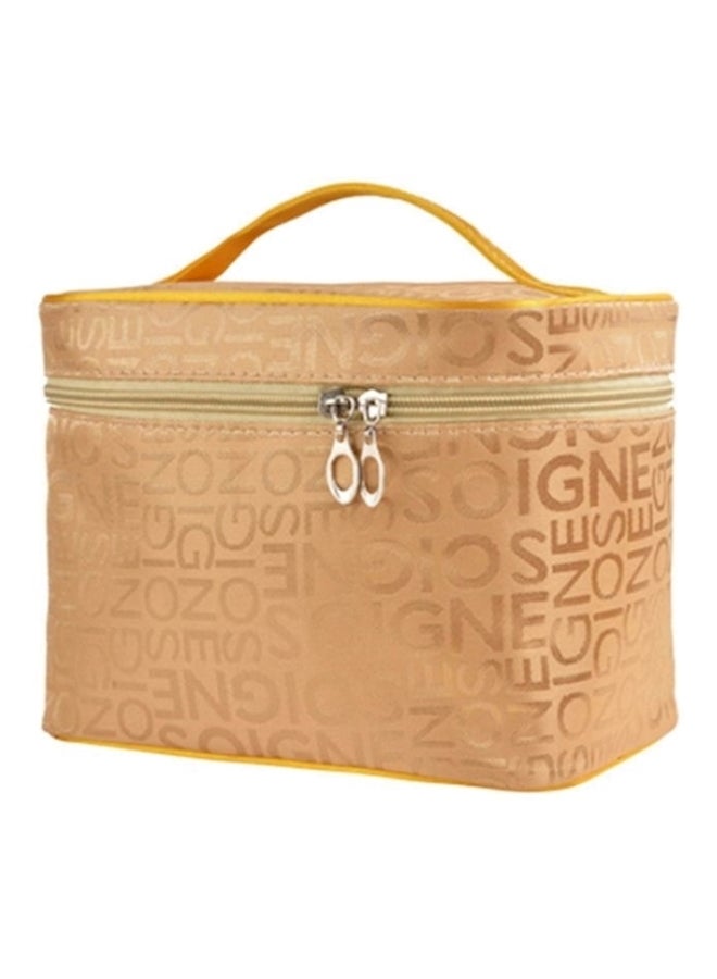 NIBEMINENT Big Cosmetic Travel Zipper Toiletry Makeup Bag Gold