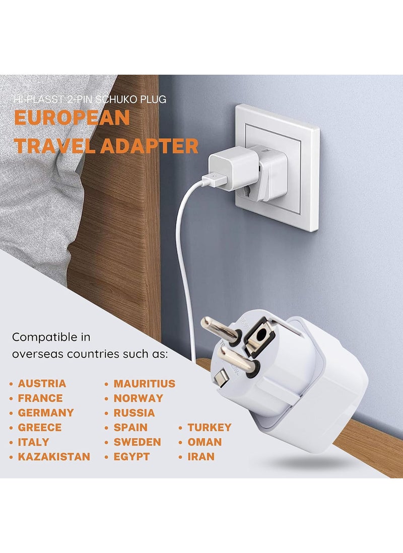 HI PLASST PINS N PLUGS HiPLASST Germany Travel Adapter Plug Pack of 5Type EF India to Europe Universal Plug Adapter Schuko Converter Power Plug 2pin to 3pin Conversion Plug Germany France Europe Russia  - Image 2