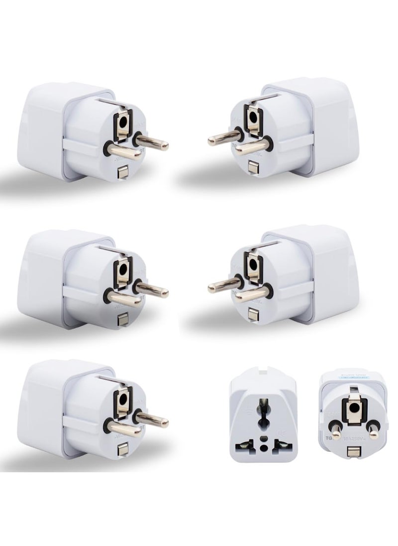HI PLASST PINS N PLUGS HiPLASST Germany Travel Adapter Plug Pack of 5Type EF India to Europe Universal Plug Adapter Schuko Converter Power Plug 2pin to 3pin Conversion Plug Germany France Europe Russia  - Image 1