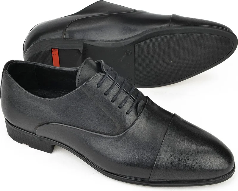 زيا , Men's Genuine Leather Small Size Shoes 141745Z41191 Black