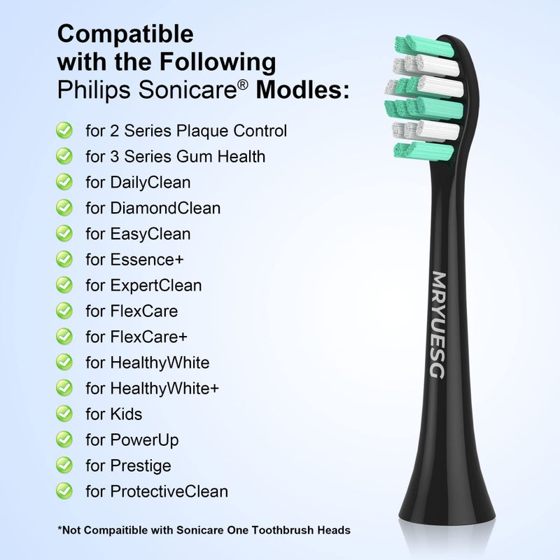 MRYUESG Replacement Heads Compatible with Philips Sonicare 10 Pack, Electric Tooth-Brush Head for Phillips, Black - Image 2