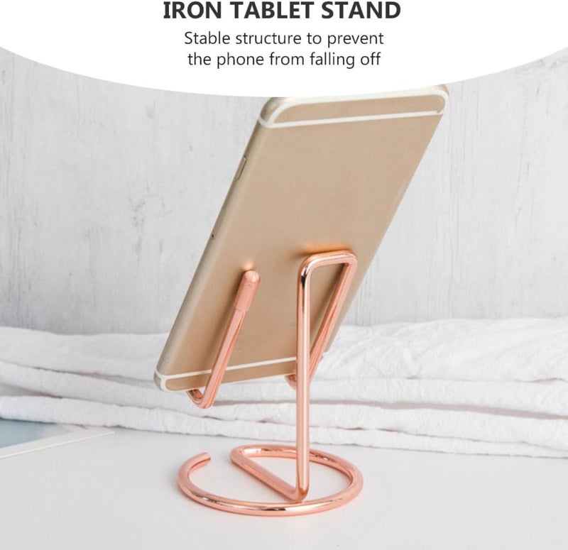4pcs Metal Smartphone Stand Set, Desktop Phone Rack Holder for Reading and Display, Portable Multi-Functional Storage Bracket with 2 Rose Gold 2 Gold Stands, Compatible with Cell - Image 5