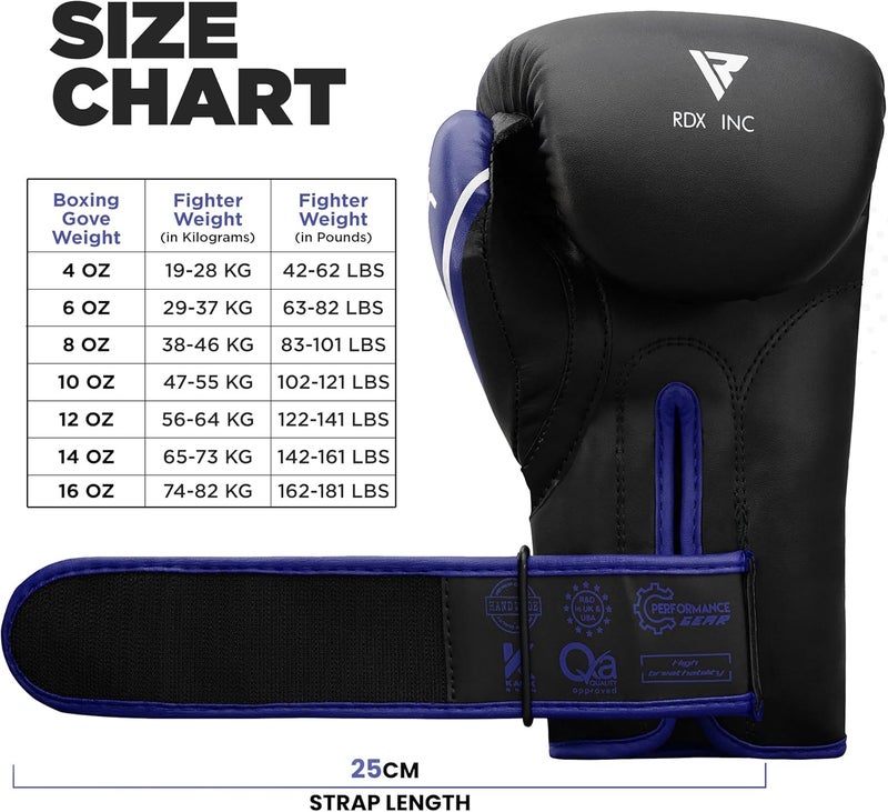 RDX Kids Boxing Gloves - 6oz & 4oz Junior Training Mitts with Maya Hide Leather and Ventilated Palm for Muay Thai, MMA, and Kickboxing -4 OZ |Blue/Black (JBG-4U-4oz) - Image 3