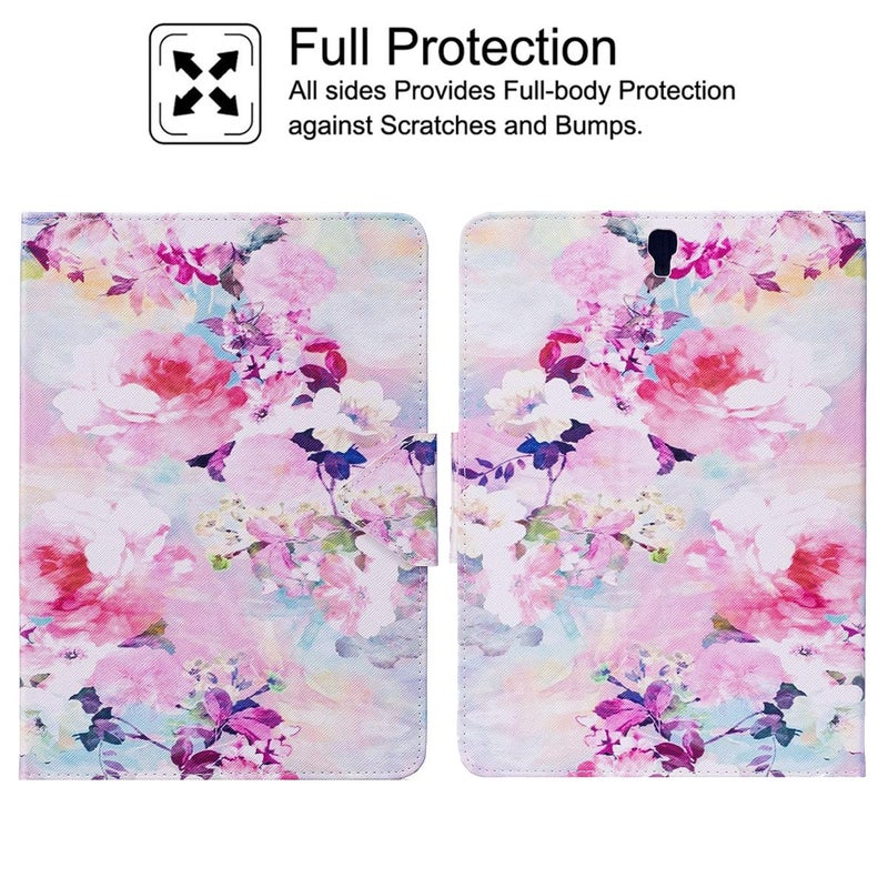 Newshine Galaxy Tab S3 9.7 Case - Newshine Colorful Premium PU Leather Smart Stand Cover with Magnetic Closure for Samsung Galaxy Tab S3 9.7'' SM-T820/T825 2017 Release (Auto Wake/Sleep), Peony - Image 3