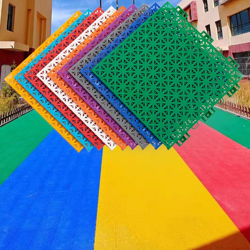 Patio Tiles Outdoor Interlocking All Weather Non Slip, 1/2 Inch Plastic Drainage Floor Mats for Garage, Kitchen, Pool, Sports Area, All-Weather Modular Cushion (Color : Green, Size : 96 Pack) - Image 1