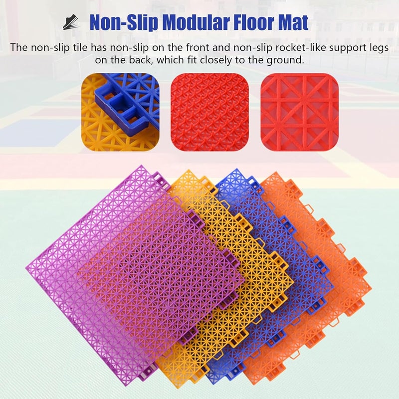 Patio Tiles Outdoor Interlocking All Weather Non Slip, 1/2 Inch Plastic Drainage Floor Mats for Garage, Kitchen, Pool, Sports Area, All-Weather Modular Cushion (Color : Green, Size : 96 Pack) - Image 4