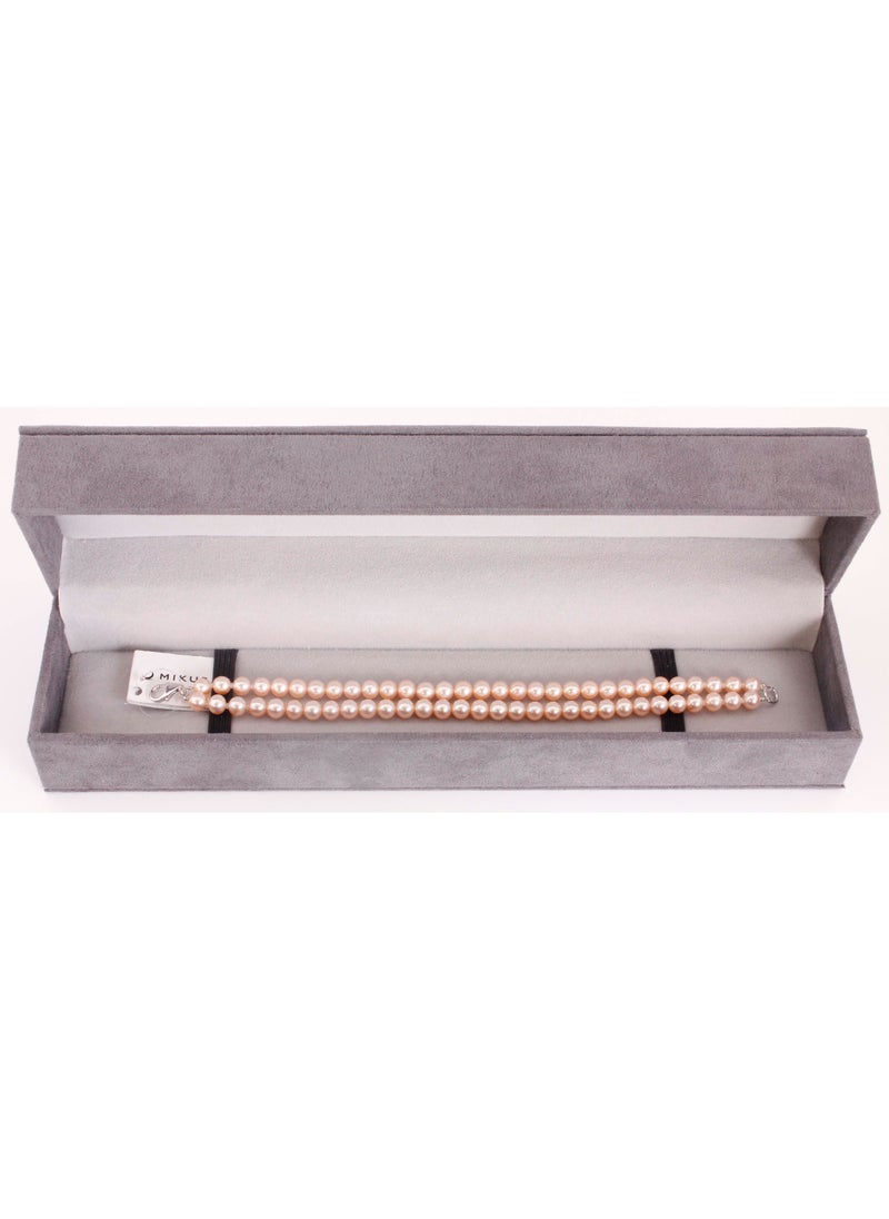 MIKURA - Bracelet 2st 19cm, Freshwater Pearls, A Quality, Natural Multi Color, 6.0-5.5MM, 18KW - Image 1