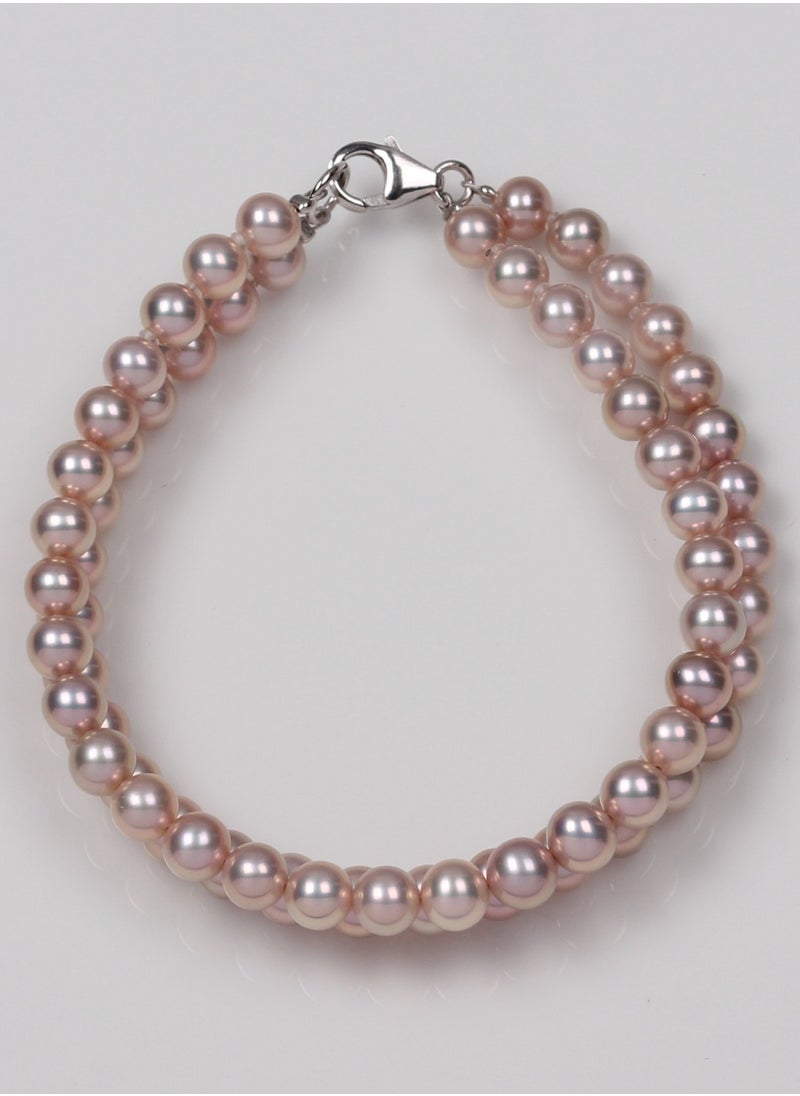 MIKURA - Bracelet 2st 19cm, Freshwater Pearls, A Quality, Natural Multi Color, 6.0-5.5MM, 18KW - Image 1