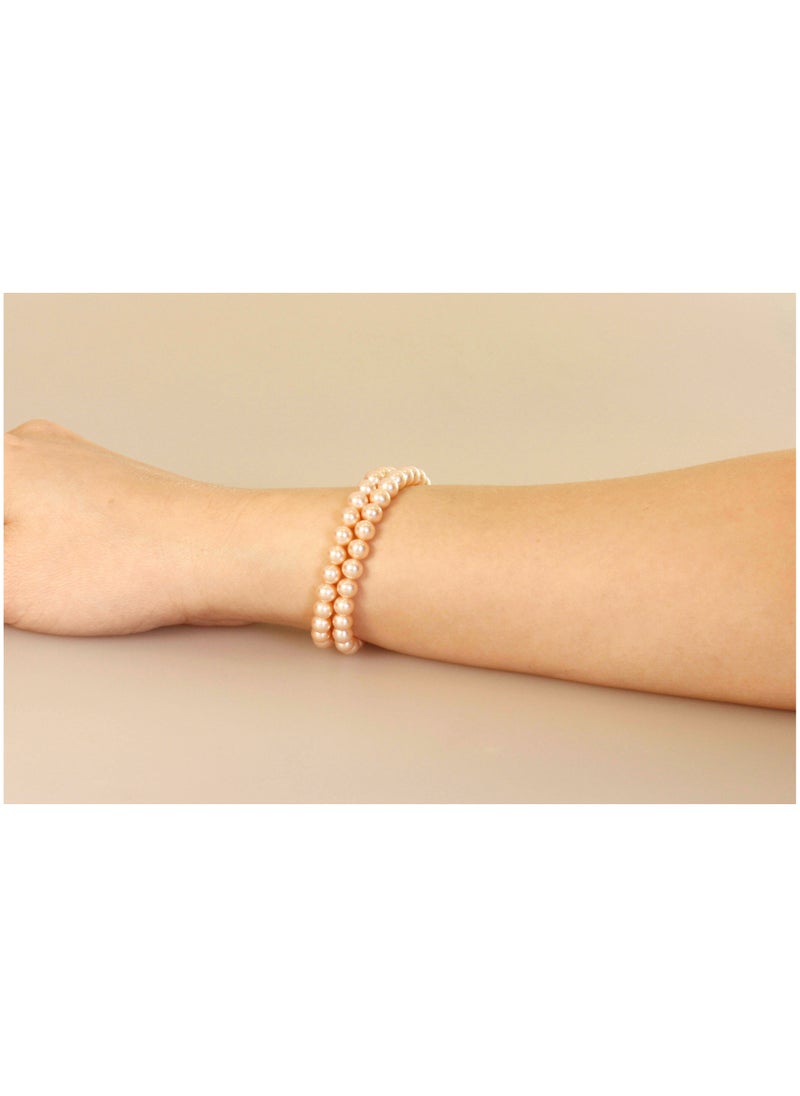 MIKURA - Bracelet 2st 19cm, Freshwater Pearls, A Quality, Natural Multi Color, 6.0-5.5MM, 18KW - Image 1