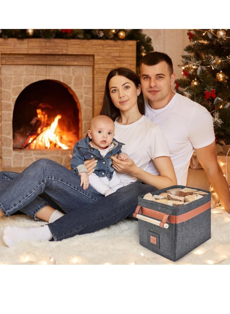 Excefore Firewood Basket Felt, Basket Multifunctional Extra Thick Felt, Reinforced Handle Foldable Wood Basket Felt Bag as Storage Basket for Shopping (Black) - Image 4