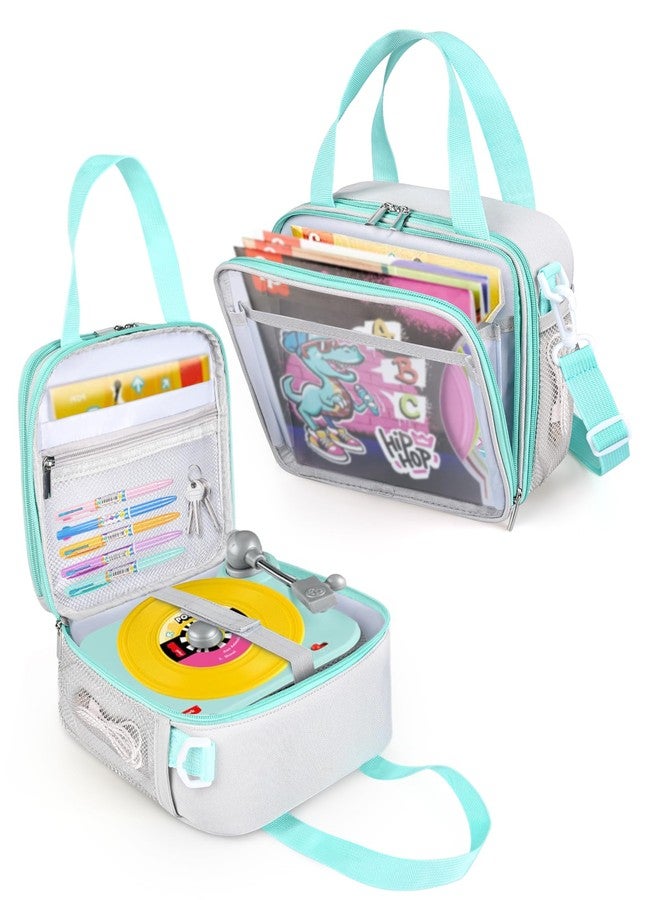PLOZANO Record Bag Compatible with Fisher-Price Musical Toy Deluxe Rockin Record Player, Multipocket Kids Toy Storage Bag Turntable Carrying Case with Detachable Shoulder Strap(Bag only) - Image 1