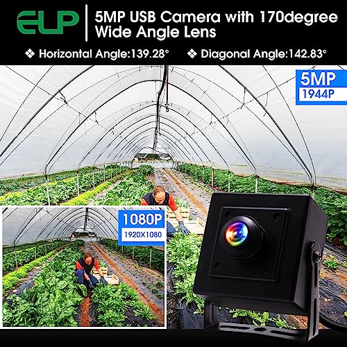 ELP Mini Aluminum Black Case USB Security Camera with 170degree Wide Angle Fisheye Lens USB2.0 Lightburn Camera for Home Security and Machine Vision System,9.9ft/3m Cable for PC, Laptop, Jetson Nano - Image 5