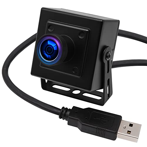ELP Mini Aluminum Black Case USB Security Camera with 170degree Wide Angle Fisheye Lens USB2.0 Lightburn Camera for Home Security and Machine Vision System,9.9ft/3m Cable for PC, Laptop, Jetson Nano - Image 1