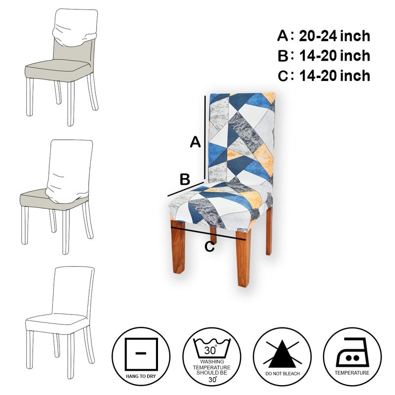 ALERMO ALERMO Stretchable Printed Chair Cover Washable Removable Short Dining Chair Cover Protector Slipcovers Pack of 6 AACC0096  - Image 4