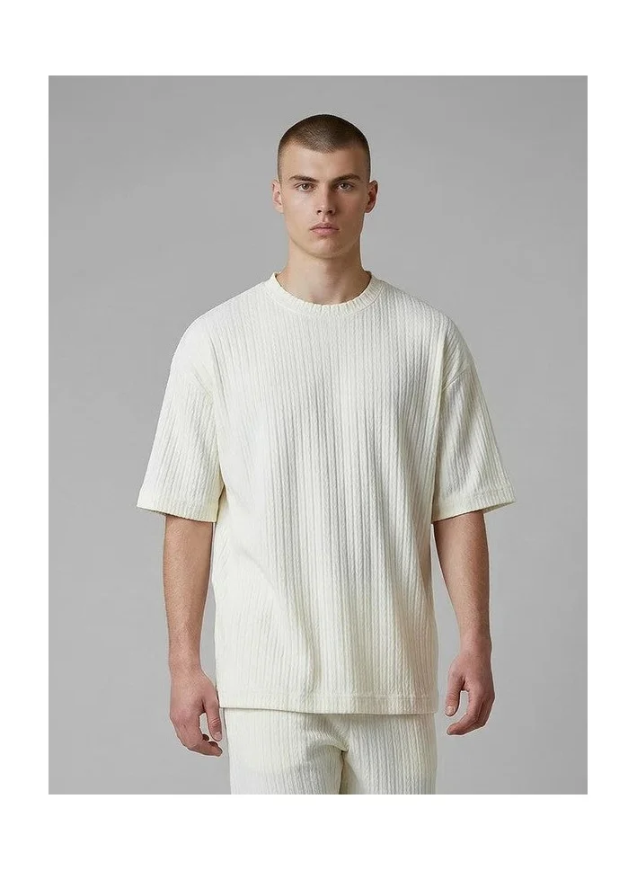 Marrakech Oversized Cable-Textured Crew Neck T-Shirt