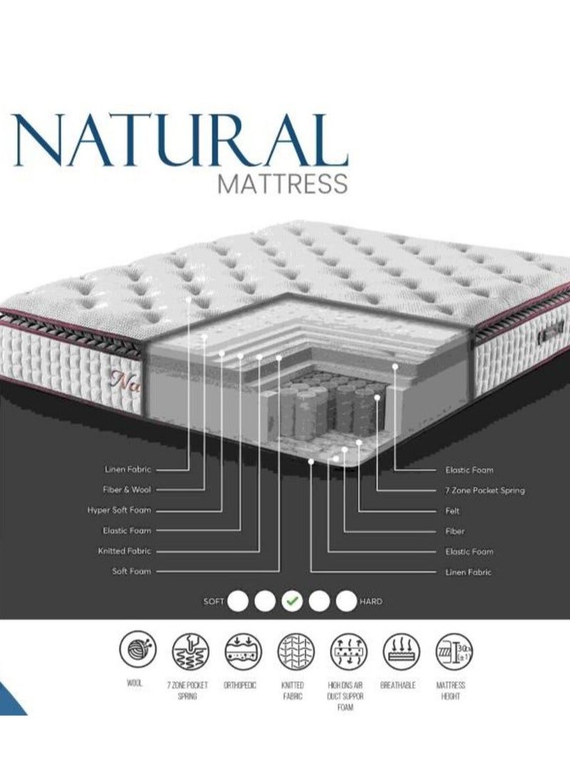 أمسى مرتبة ناتشورال - بوكت معزول لدعم الجسم وراحة متوازنة - مثالية للنوم العميق والهادئ بتصميم عصري - Image 3