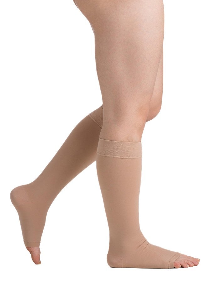 EvoNation Men & Women Knee-High Open Toe 20-30 mmHg Graduated Compression Opaque Socks - Firm Pressure Compression Garment - Image 1