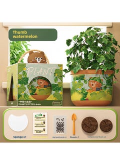 Children's Planting Small Potted Vegetable Fruit Flower Plant Observation Cup Scientific Experiment Suit Toy Kindergarten Gift-Specifications:Bear Style-mother And Child Watermelon