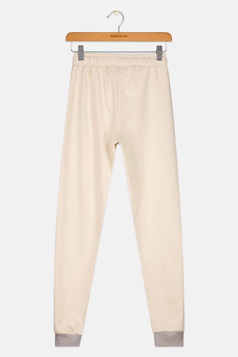Looney Tunes Kids Boy Drawstring Graphic Print Jogger Pants, Off White  - Image 2