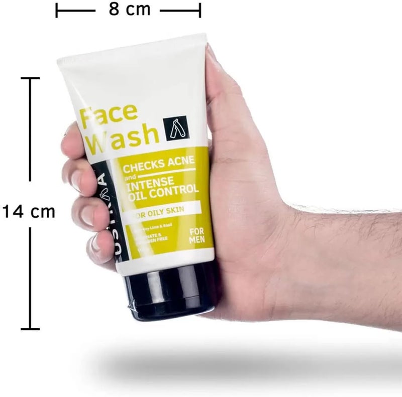 Ustraa Face Wash for Oily Skin Men – 100g | Intense Oil & Acne Control with Key Lime & Basil Extract | Removes Excess Oil & Dirt | Sulphate & Paraben Free Face Cleanser | Fresh Scent - Image 4