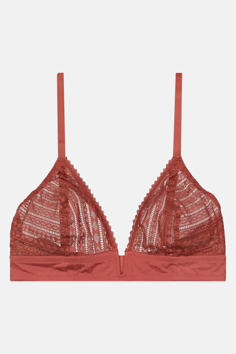 Etam Women Textured Non Padded Bra, Mauve  - Image 1