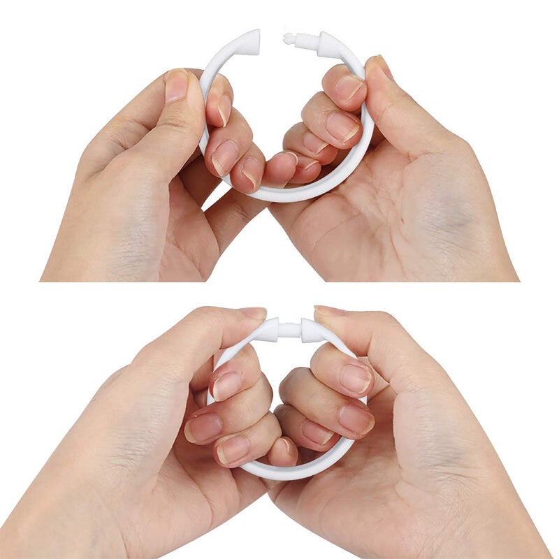 Qulable Shower Curtain Rings-12 Pack- Plastic Shower Curtain Hooks O-Shaped Rings Hook Glide Easily on Bathroom Shower Rod(White) - Image 2