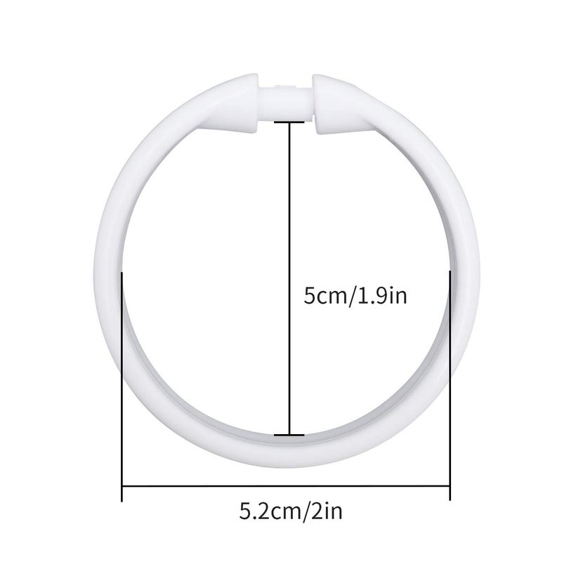 Qulable Shower Curtain Rings-12 Pack- Plastic Shower Curtain Hooks O-Shaped Rings Hook Glide Easily on Bathroom Shower Rod(White) - Image 3