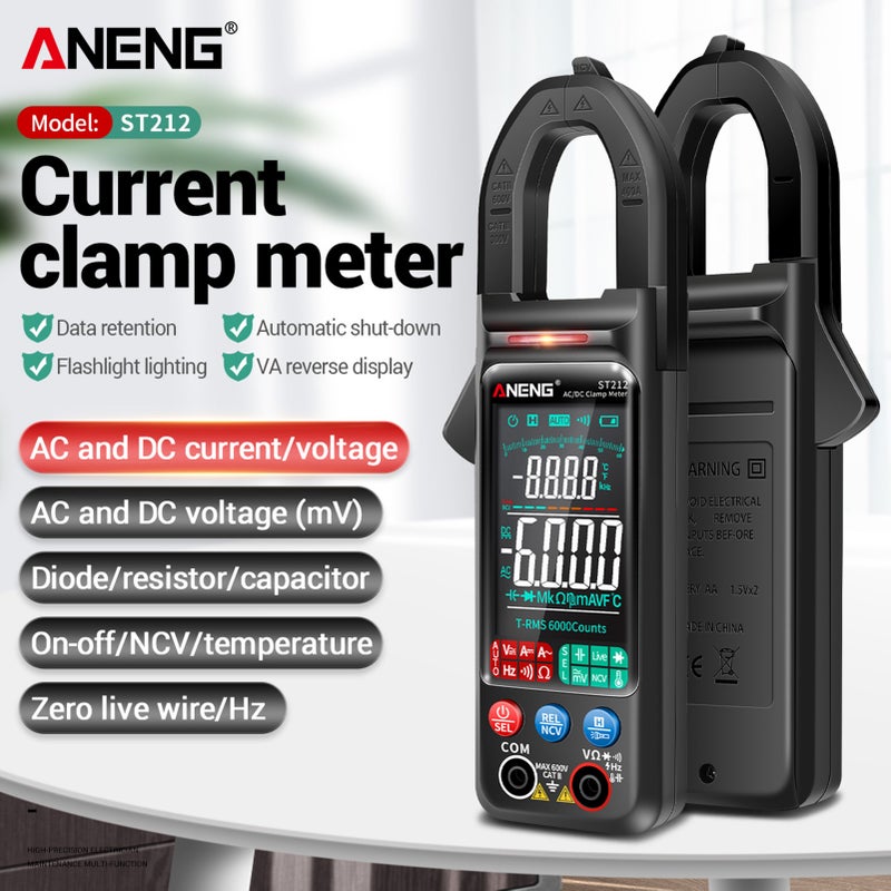 ANENG ST212 Clamp Meter Intelligent Digital Clamp Multimeter 6000 Counts Smart AC & DC Voltmeter 400A Ammeter VA Colored Display Auto Range Clamp Type Tester NCV Non-contact Voltage Measurer - Image 5