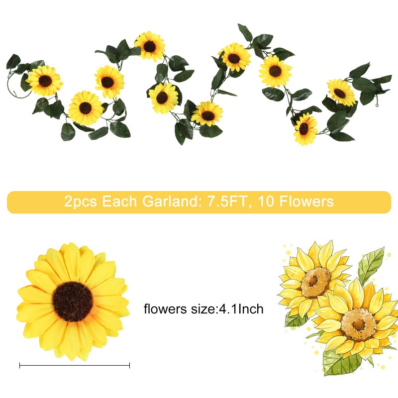 Beferr Sunflower Garlands Decor-2 Pack 7.5ft/PCS - Image 2