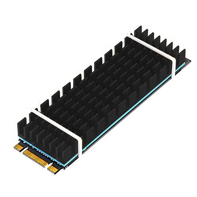 ETZIN مشتتات حرارة الألمنيوم لوحدات تخزين M.2 SSD، مشتت حرارة PCIE M.2 SSD لابتوب، زعانف تبريد سيليكون + ملحقات متضمنة (عبوة من 1، أسود) - Image 3