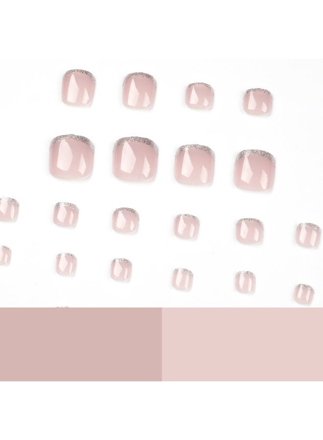 NIKITA.VIVI 24Pcs Press on Nails, Toe Nails Short False Nails, White Tip French Style Fake Nails Set for Women Girls Nail Art Accessories, Press On Nail with Glue Stickers for Easy Apply, Stick On Toenails Set - Image 5
