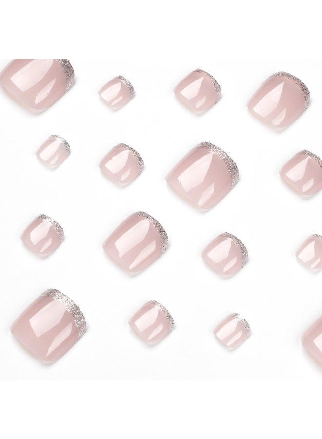 NIKITA.VIVI 24Pcs Press on Nails, Toe Nails Short False Nails, White Tip French Style Fake Nails Set for Women Girls Nail Art Accessories, Press On Nail with Glue Stickers for Easy Apply, Stick On Toenails Set - Image 4