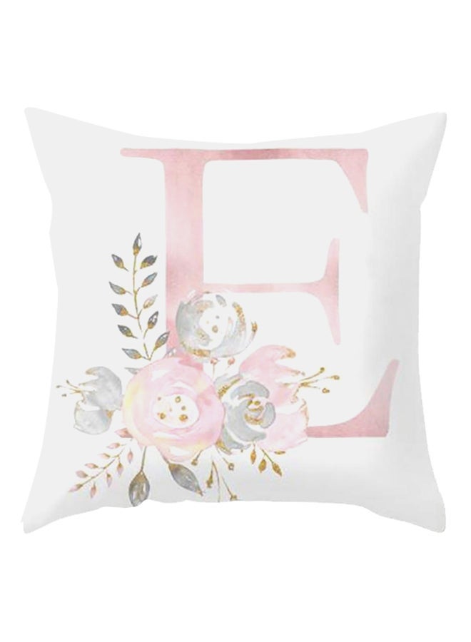 Y&D Floral English Alphabet Printed Pillow Case Pink/White
