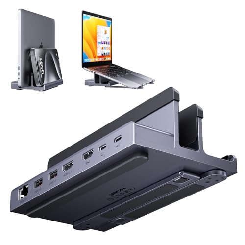 QUUGE Laptop Docking Station Stand Dual 4K: QUUGE USB C Docking Station Dual Monitor for Laptop, 2 HDMI (Windows Single 4K@120Hz), 2 USB3.0 Ports, 100W PD, RJ45 Ethernet, Universal Laptop Stand USB C Dock - Image 1