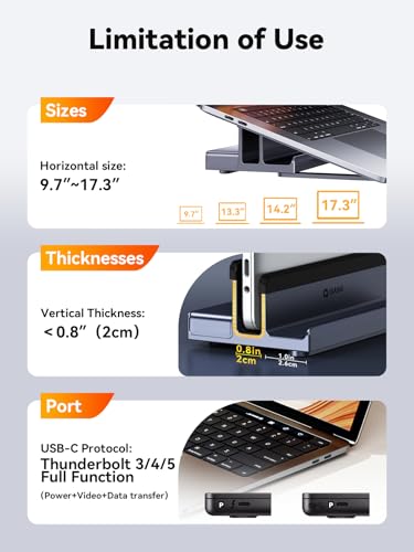 QUUGE Laptop Docking Station Stand Dual 4K: QUUGE USB C Docking Station Dual Monitor for Laptop, 2 HDMI (Windows Single 4K@120Hz), 2 USB3.0 Ports, 100W PD, RJ45 Ethernet, Universal Laptop Stand USB C Dock - Image 3