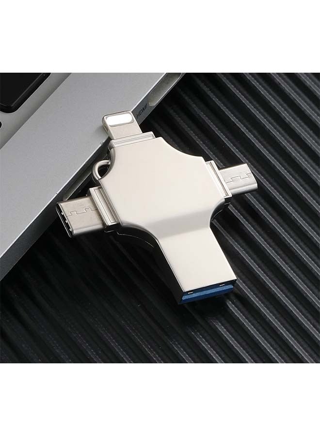 محرك أقراص فلاش USB سعة 128 جيجابايت متعدد الوظائف 4 في 1 متوافق مع iPhone/iPad/Android/PC محرك أقراص USB محمول عالي السرعة للتخزين الخارجي USB A USB C Micro USB  iPhone Connector - Image 3