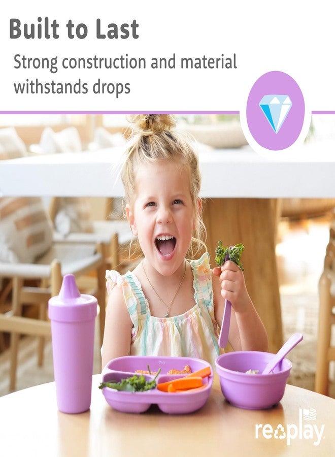Re-Play Toddler Plates with Dividers - Deep-Walled 3 Compartments Divided Plates for Kids - Dishwasher & Microwave Safe - Made in USA - Set of 3-7.37" x 7.37" x 1.25" - Aqua Asst - Image 5