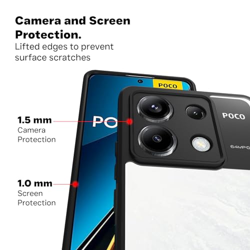 RIGGEAR Shockproof Sleek Hybrid Armor Back Cover Case Compatible with Poco X6 5G / Redmi Note 13 Pro 5G (Clear PC + Black TPU Bumper) - Image 5