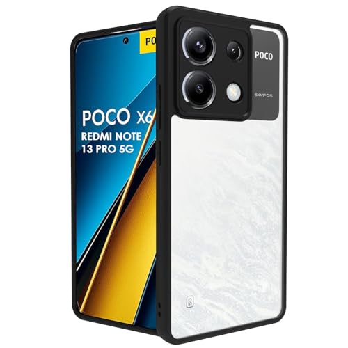 RIGGEAR Shockproof Sleek Hybrid Armor Back Cover Case Compatible with Poco X6 5G / Redmi Note 13 Pro 5G (Clear PC + Black TPU Bumper) - Image 1
