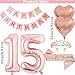 DUFACAI 15th Birthday Decorations for Girls Rose Gold 15th Happy Birthday Tiara Sash Hello Fifteen Party Supplies Number 15 Balloons 15 Years Old Bday Party Kit for Her Girl Rose gold - Image 4