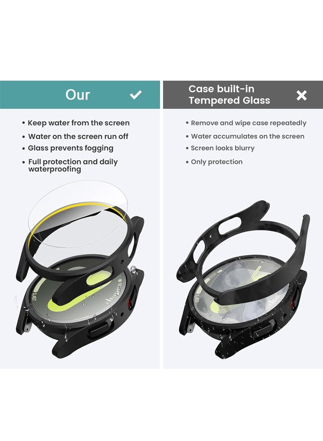 Applies to Samsung Galaxy Watch 7 Screen Protector Case 44mm Accessories, Hard PC Bumper/HD Anti-Fog Tempered Glass Protective Film for Women Men, Black - Image 3