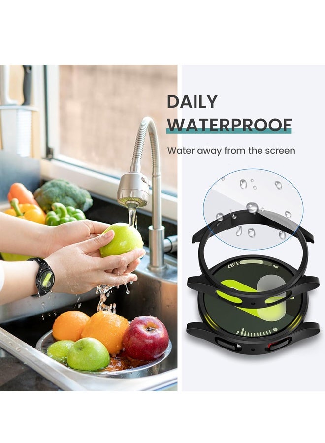 Applies to Samsung Galaxy Watch 7 Screen Protector Case 44mm Accessories, Hard PC Bumper/HD Anti-Fog Tempered Glass Protective Film for Women Men, Black - Image 4