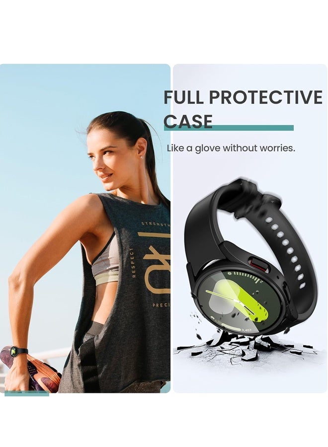 Applies to Samsung Galaxy Watch 7 Screen Protector Case 44mm Accessories, Hard PC Bumper/HD Anti-Fog Tempered Glass Protective Film for Women Men, Black - Image 5