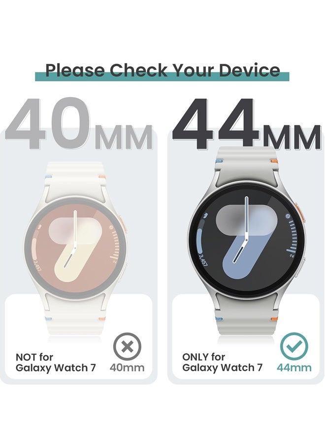 Applies to Samsung Galaxy Watch 7 Screen Protector Case 44mm Accessories, Hard PC Bumper/HD Anti-Fog Tempered Glass Protective Film for Women Men, Black - Image 2