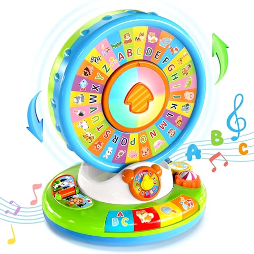Aigybobo Toys for 1 2 3 Years Old Boys Girls, Musical Spin & Sing Alphabet Zoo with Lights & Sounds, Learning Educational Toys for Toddler 1-3, Christmas Birthday Gifts for Baby Kids Age 6-9-12-18 Months - Image 1