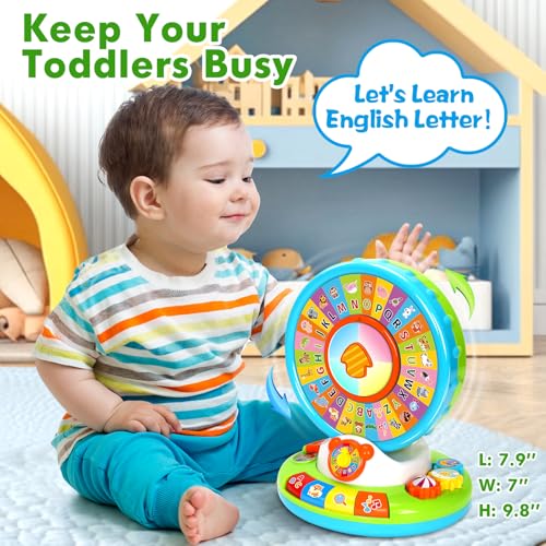 Aigybobo Toys for 1 2 3 Years Old Boys Girls, Musical Spin & Sing Alphabet Zoo with Lights & Sounds, Learning Educational Toys for Toddler 1-3, Christmas Birthday Gifts for Baby Kids Age 6-9-12-18 Months - Image 4