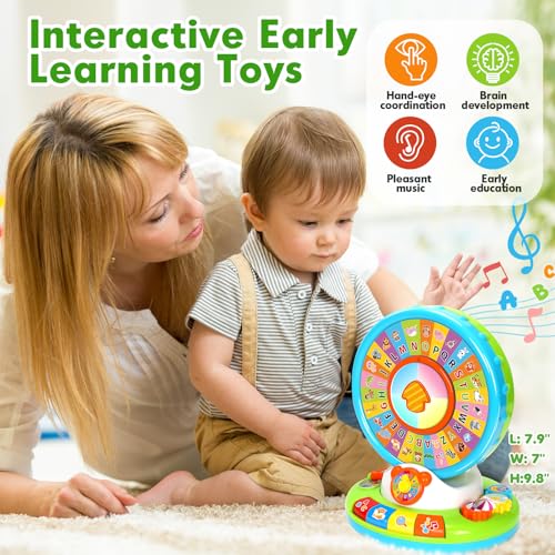 Aigybobo Toys for 1 2 3 Years Old Boys Girls, Musical Spin & Sing Alphabet Zoo with Lights & Sounds, Learning Educational Toys for Toddler 1-3, Christmas Birthday Gifts for Baby Kids Age 6-9-12-18 Months - Image 5