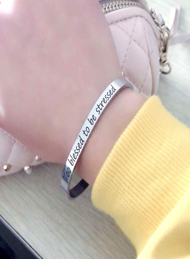 يولوفيدو سوار Uloveido مريح بمقاس 6 مم، منقوش عليه الأحرف الأولى من عبارة "مبارك جدًا لدرجة لا تسمح بالتوتر"، مصنوع من الفولاذ المقاوم للصدأ، Y462 - Image 3