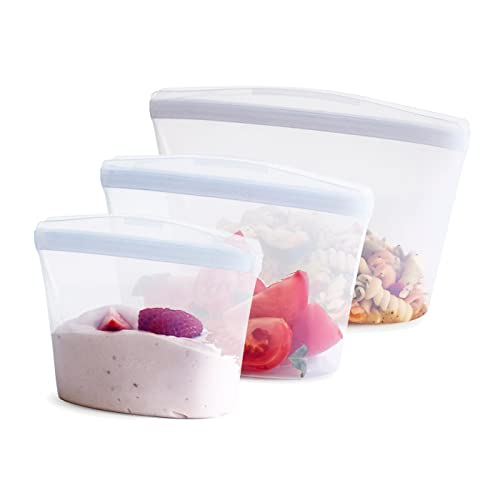 Stasher Stasher Premium Silicone Reusable Food Storage Bags 3Pack Clear MultiUse Food Storage Bags Lunch Bag Travel Containers BPA Free Leakfree DishwasherSafe Ecofriendly