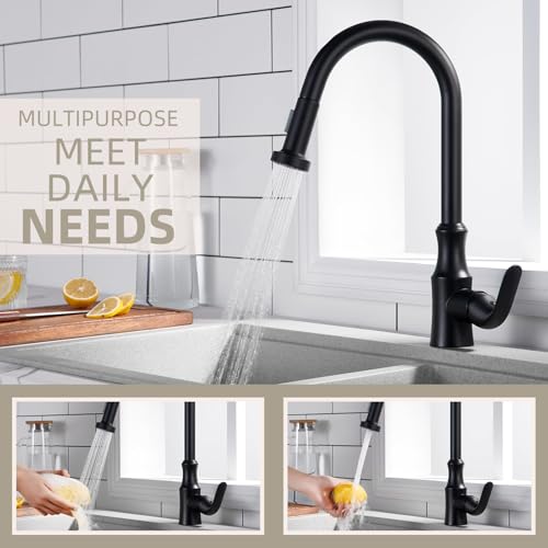 Angle Simple Faucet Spray Head Matte Black, Angle Simple Replacement Pull Down Sprayer, Sink Faucet Nozzle Sprayer with Stream and Spray Mode - Image 4